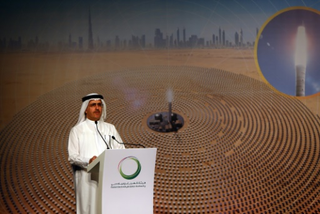 Saeed al-Tayer, managing director and CEO of Dubai Electricity and Water Authority (DEWA) making the announcement in Dubai. (Image DEWA)